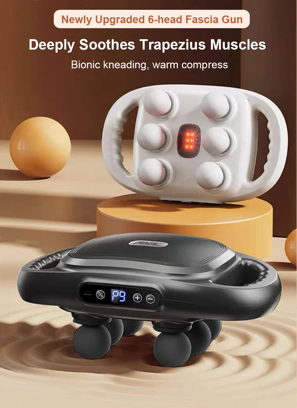Komua 05 · Massagepistool met 6 koppen